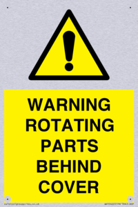 WARNING ROTATING PARTS BEHIND COVER